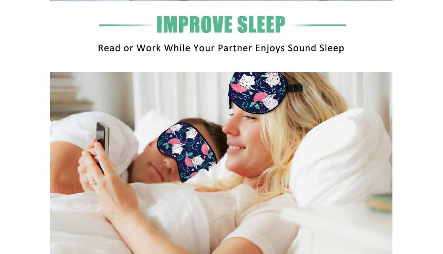 VNWOALU masque-yeux-soie-chats-sirene-nuit: idéal pour les nuits et les voyages.