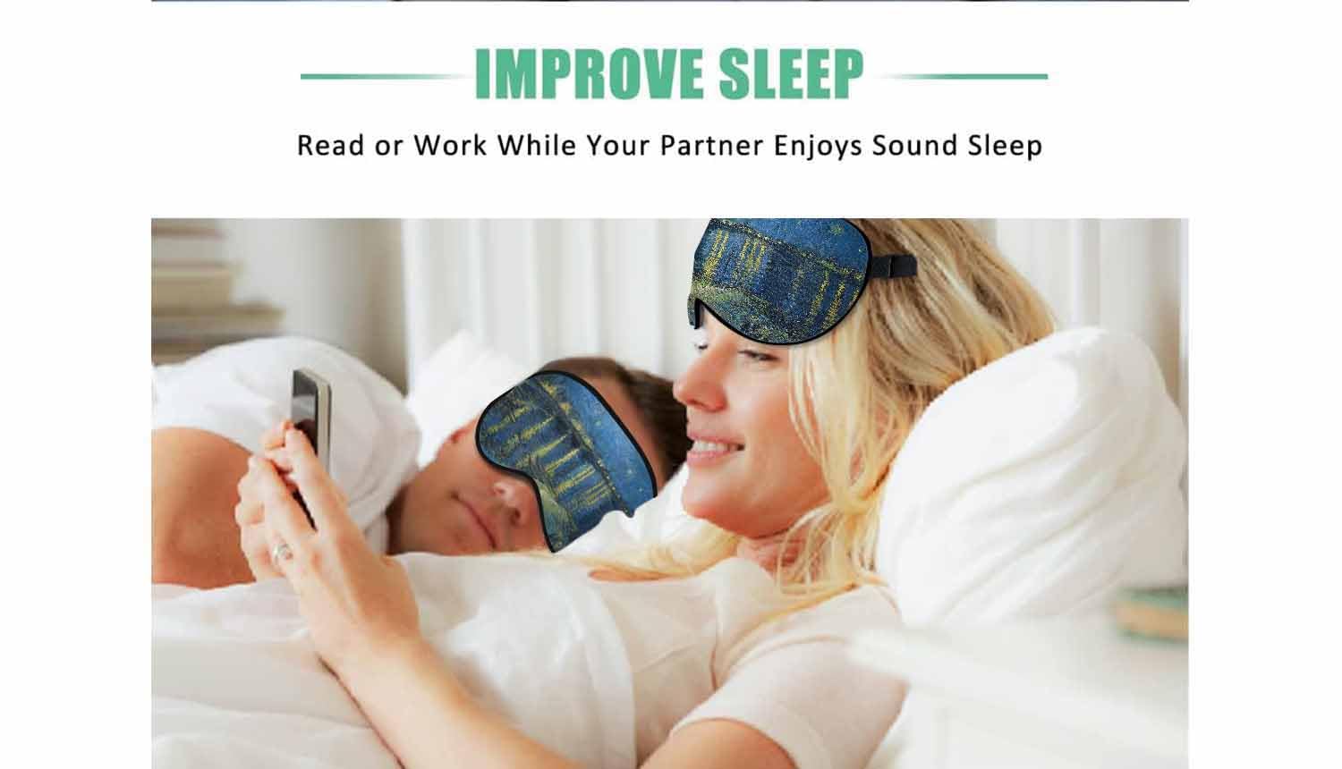 VNWOALU Masque voyage en soie, léger et confortable en déplacement.