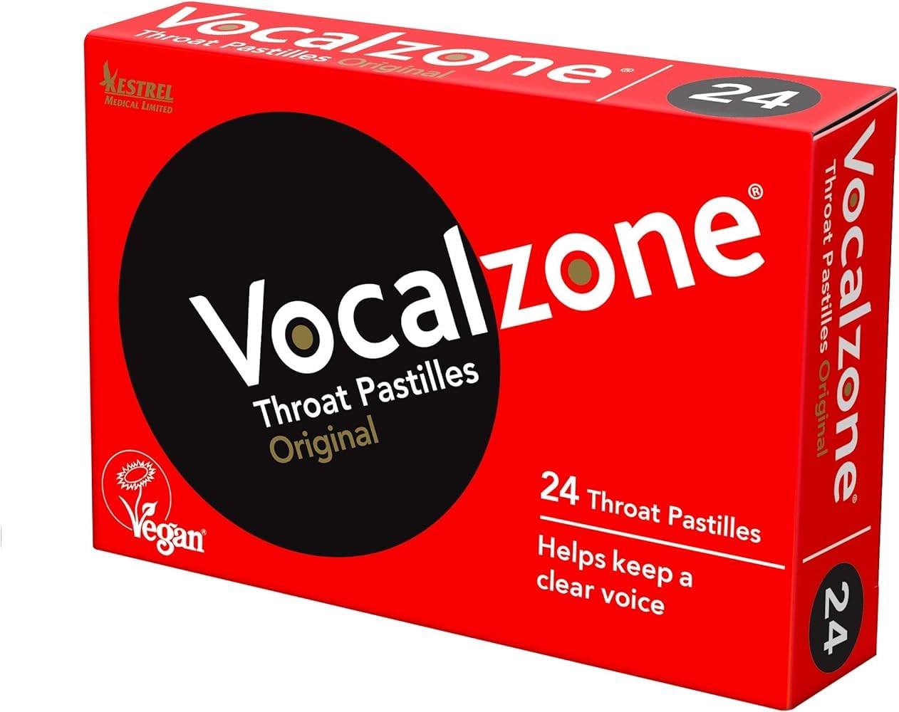 Pastilles Vocalzone pour la gorge, emballage pratique et discret.