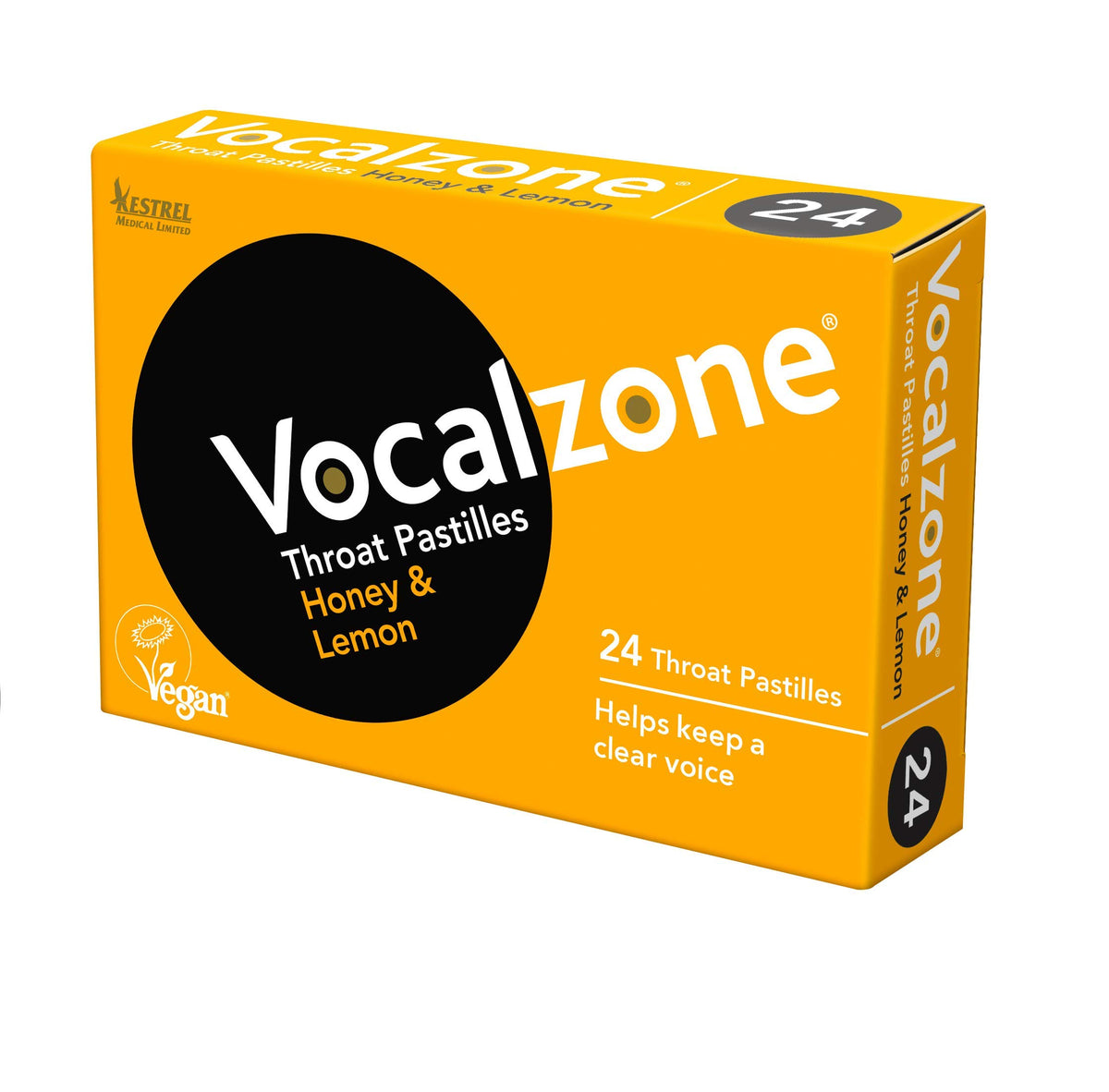 Pastilles Vocalzone pour gorge miel citron, favorisent une voix plus claire.