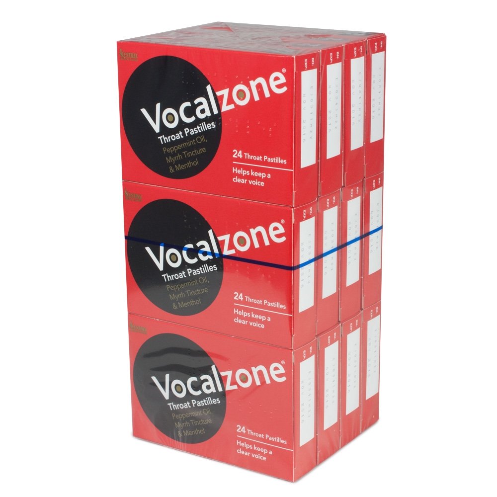 Pastilles Vocalzone VZ-12 pour la gorge, soutien potentiel à la voix lors de performances.
