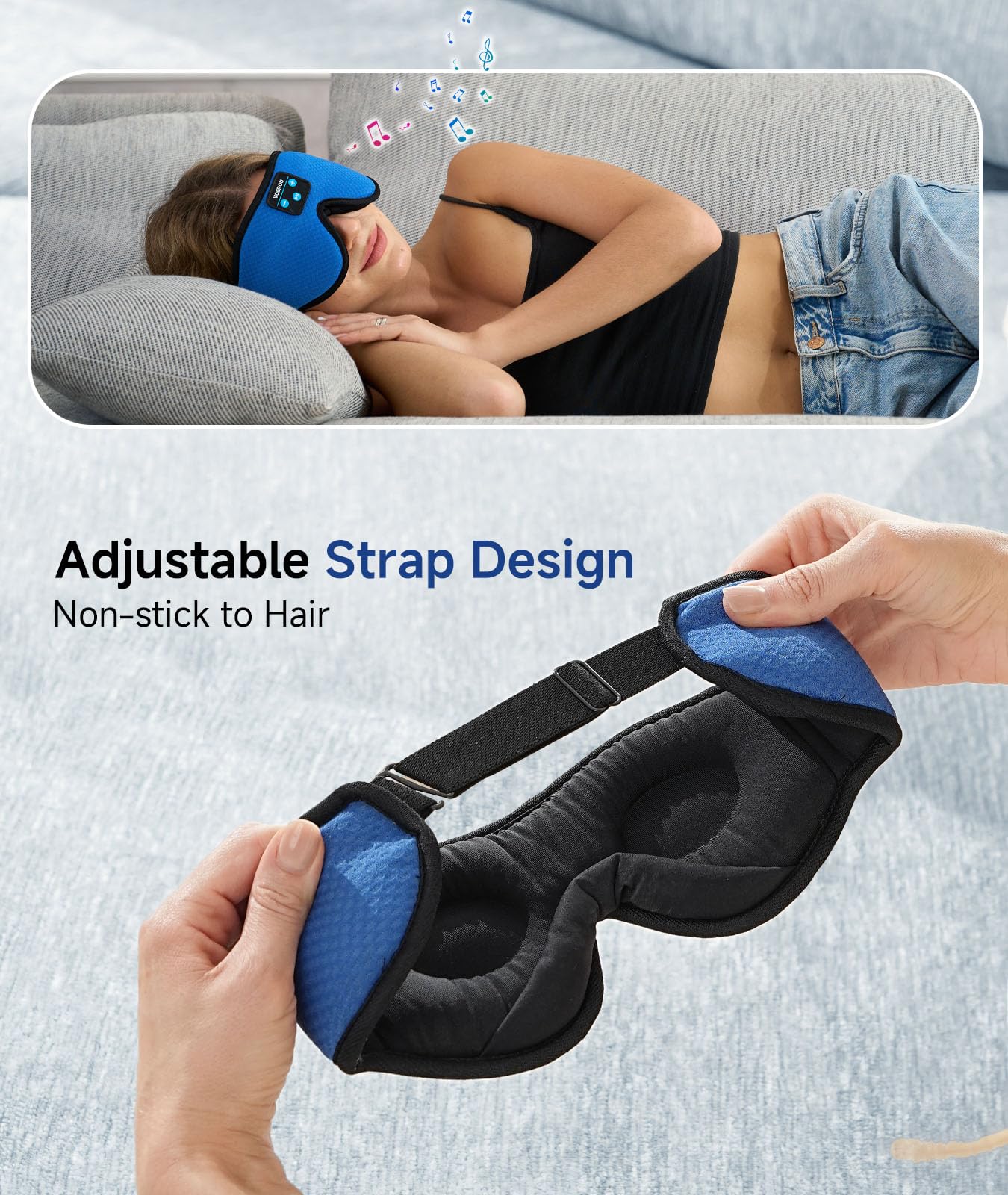 Voerou masque qui bloque efficacement la lumière pour un sommeil profond.