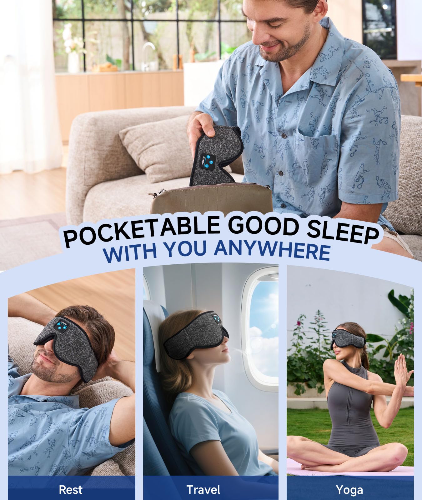 Voerou controles-integres-masque-sommeil: utilisation pratique en couchant sur le cote