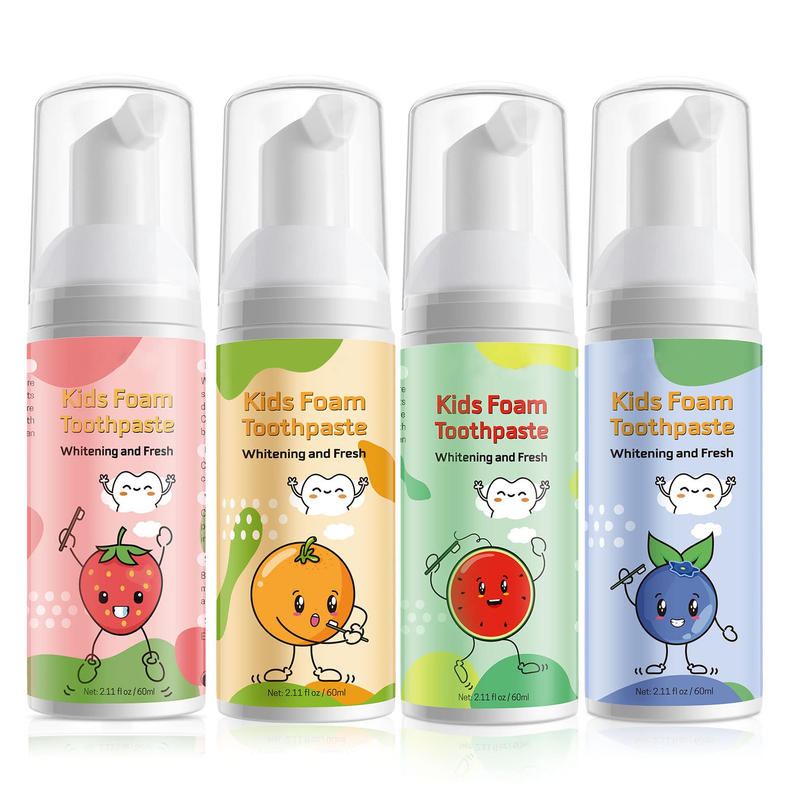 VOGSIG dentifrice enfant mousse, pack quatre, pratique pour la famille.