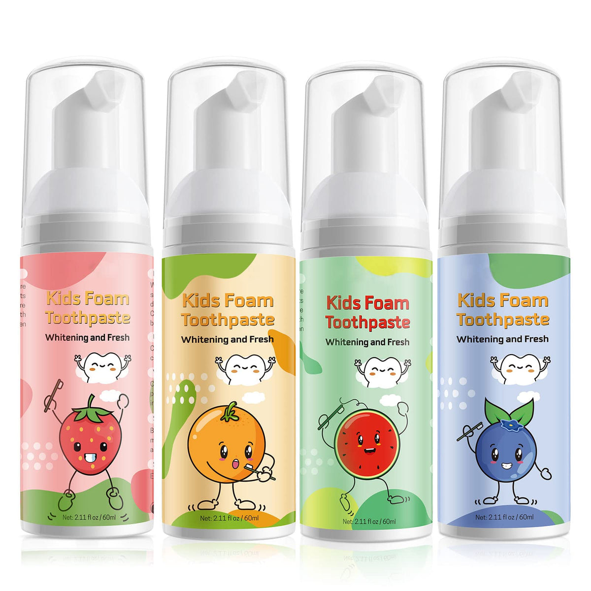 VOGSIG dentifrice enfant mousse, pack quatre, pratique pour la famille.