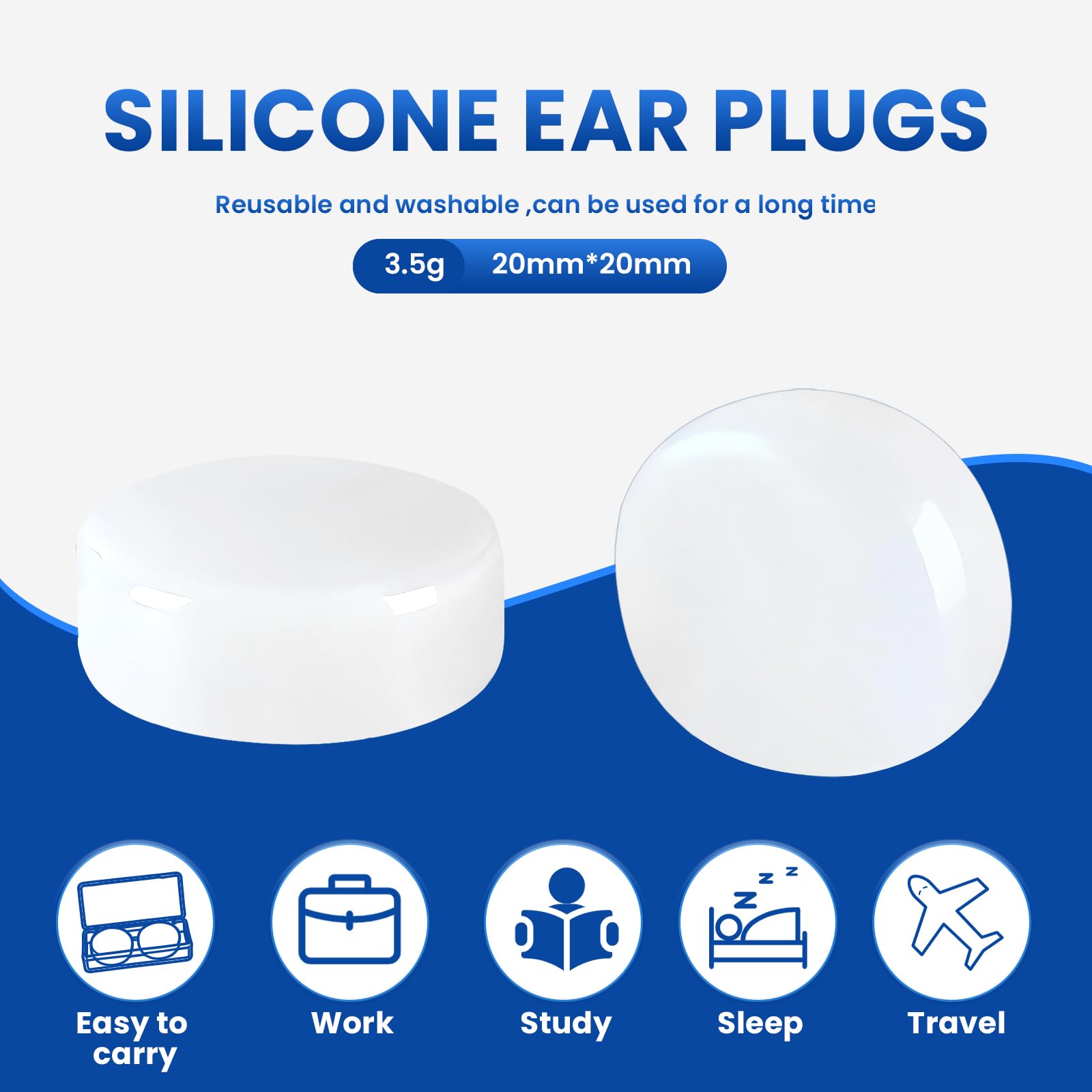 VOISEN bouchons d'oreilles silicone pour baignade, étanches et confortables.