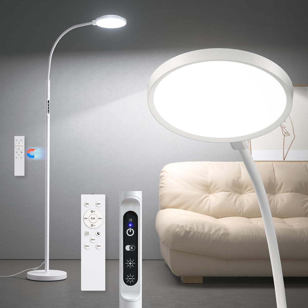 VOLISUN lampe thérapie 10000 lux – éclairage plein spectre sans UV pour démarrer la journée