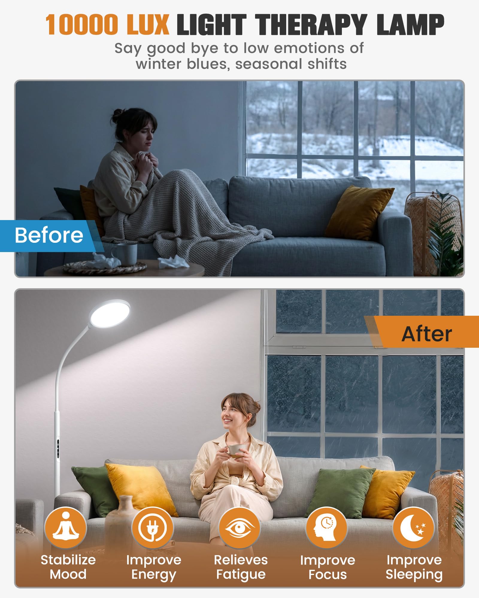 VOLISUN lampe thérapie 2700K-6000K – températures ajustables adaptées au moment