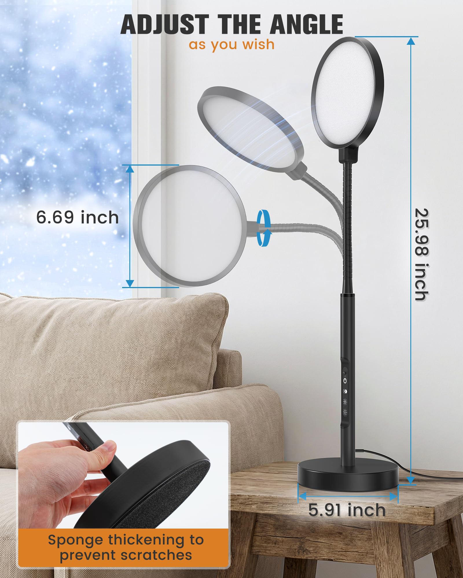 VOLISUN lampe-thérapie lumière stable aide à réduire la fatigue oculaire.