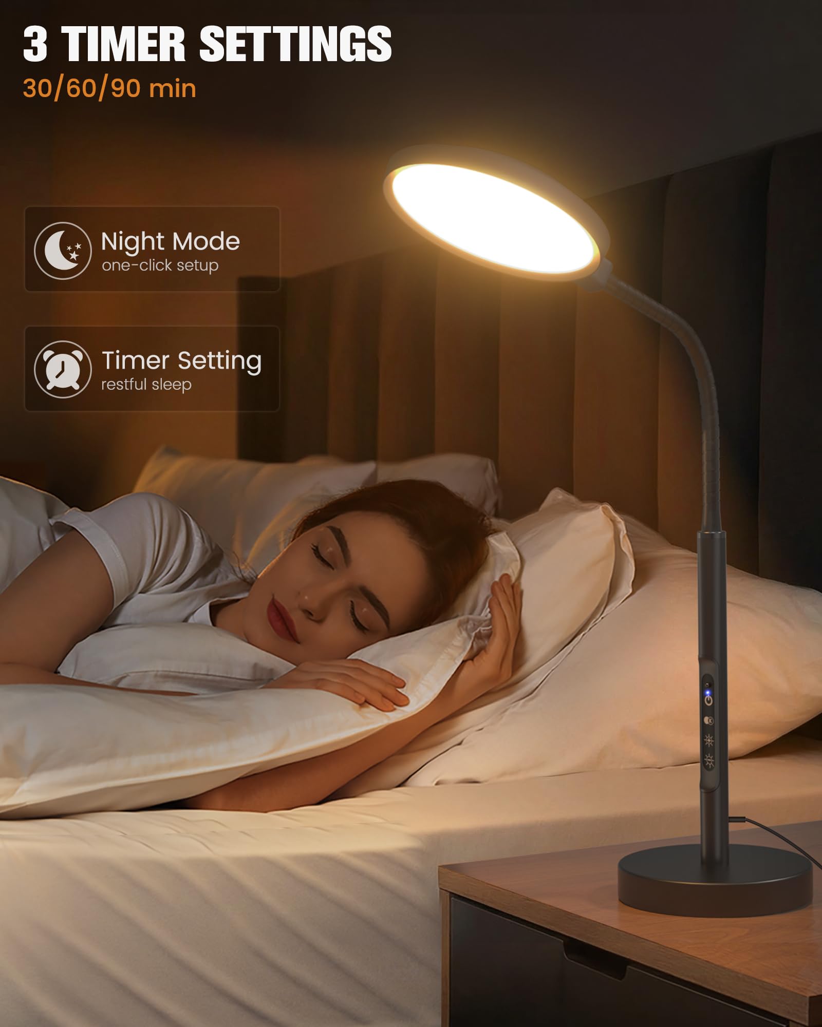 VOLISUN lampe-thérapie sans scintillement protège les yeux pendant l’utilisation.