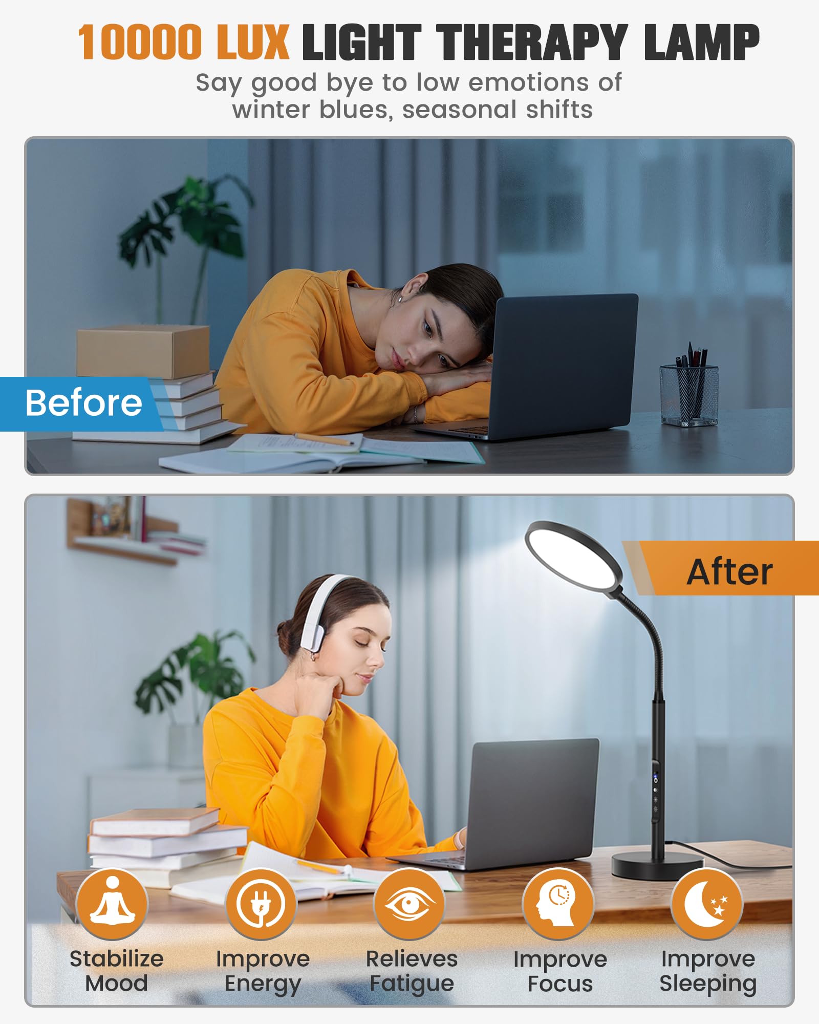 VOLISUN lampe-thérapie télécommande magnétique attachée facilite le contrôle.