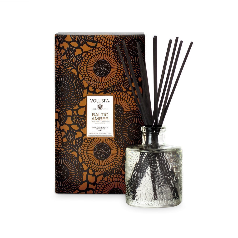 Voluspa Baltic Amber diffuseur mini, ambiance chaleureuse durable pour salon.