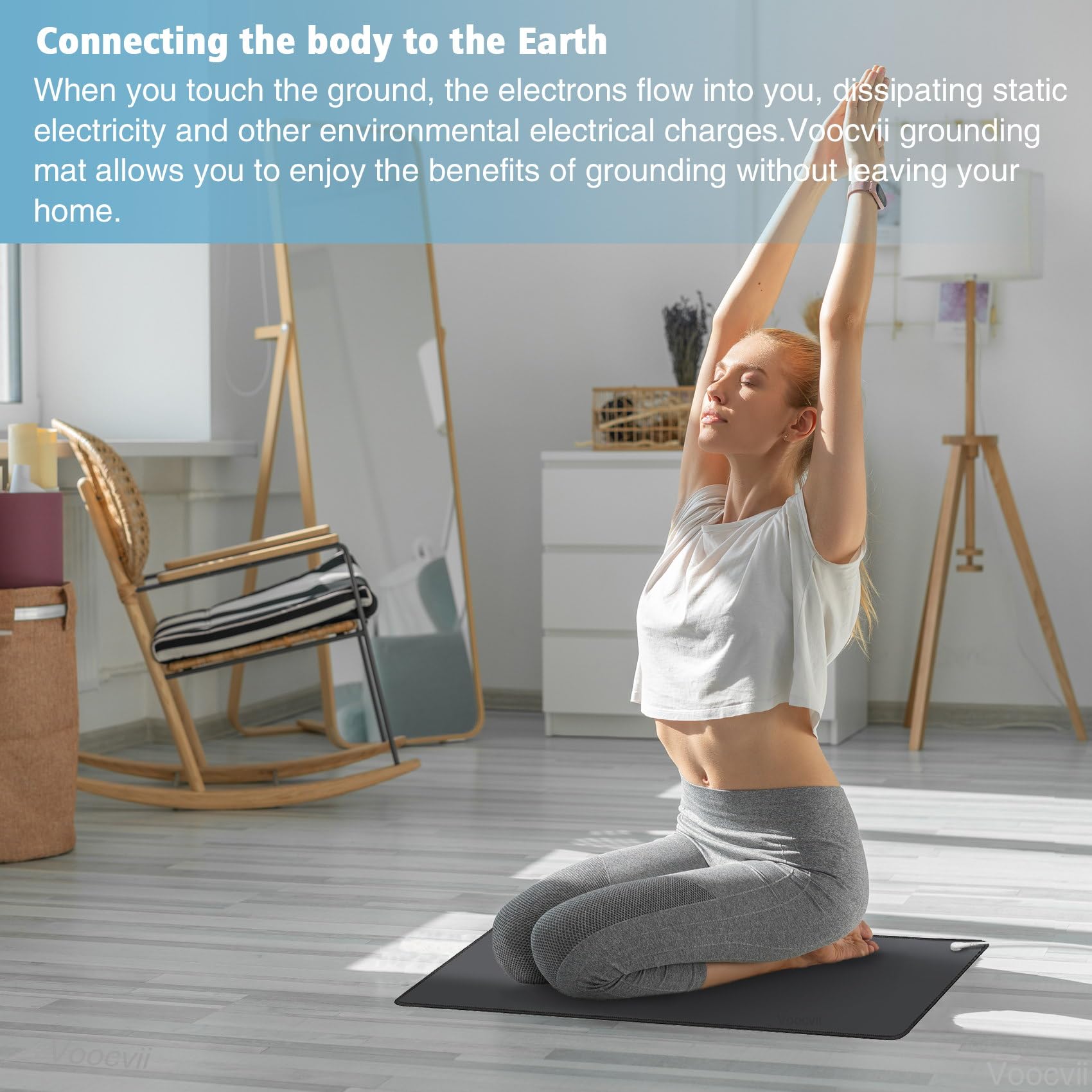 Voocvii Tapis Terre sur lit: sommeil plus serein possible.