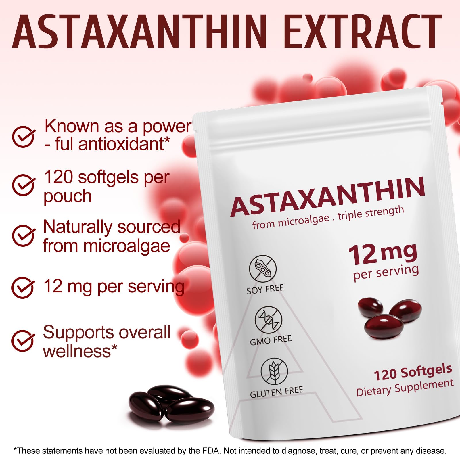 Capsule rouge Vortexonix Astaxanthin en gros plan pour absorption.