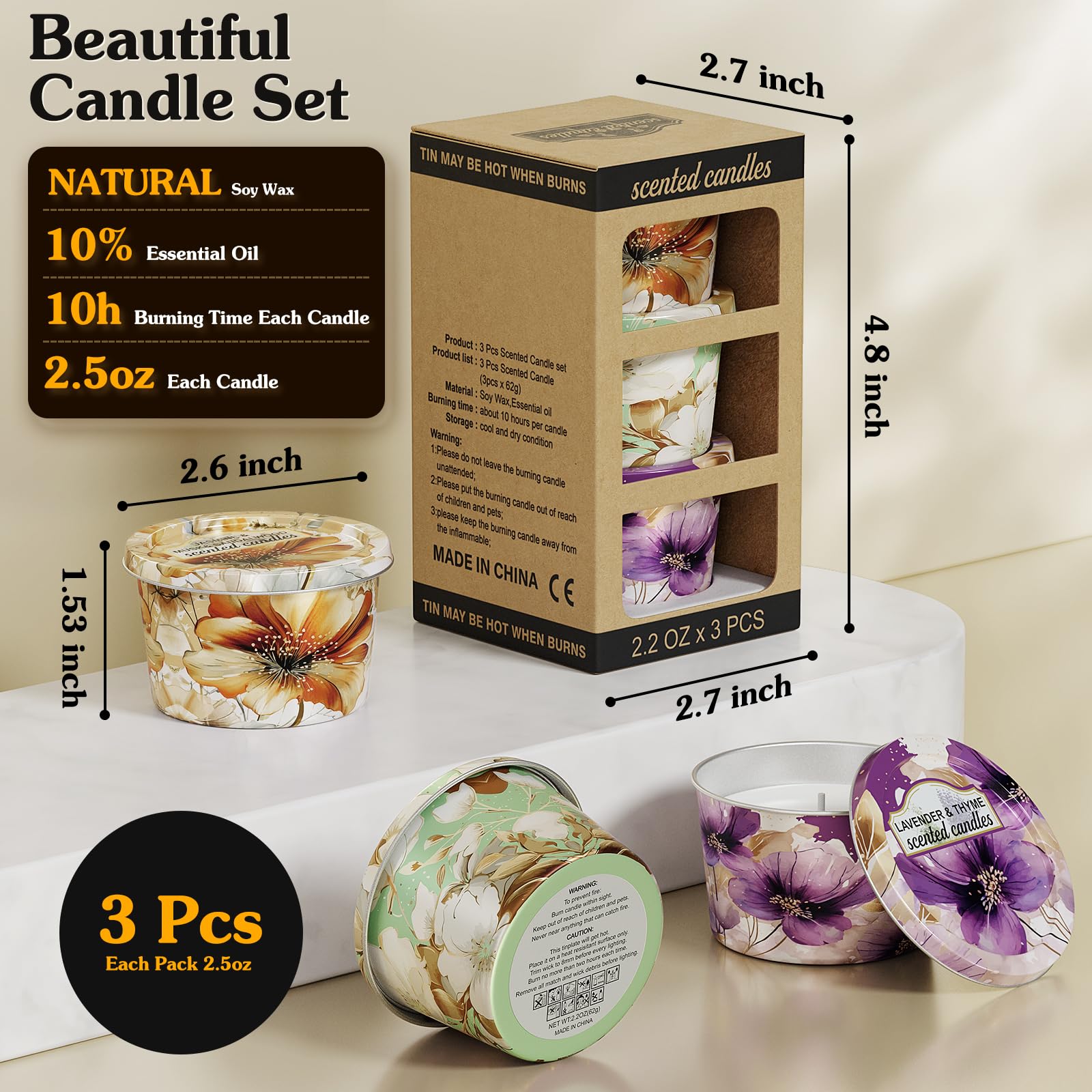 Bougie Jasmin Vortixx – arôme riche pour méditation et relaxation.