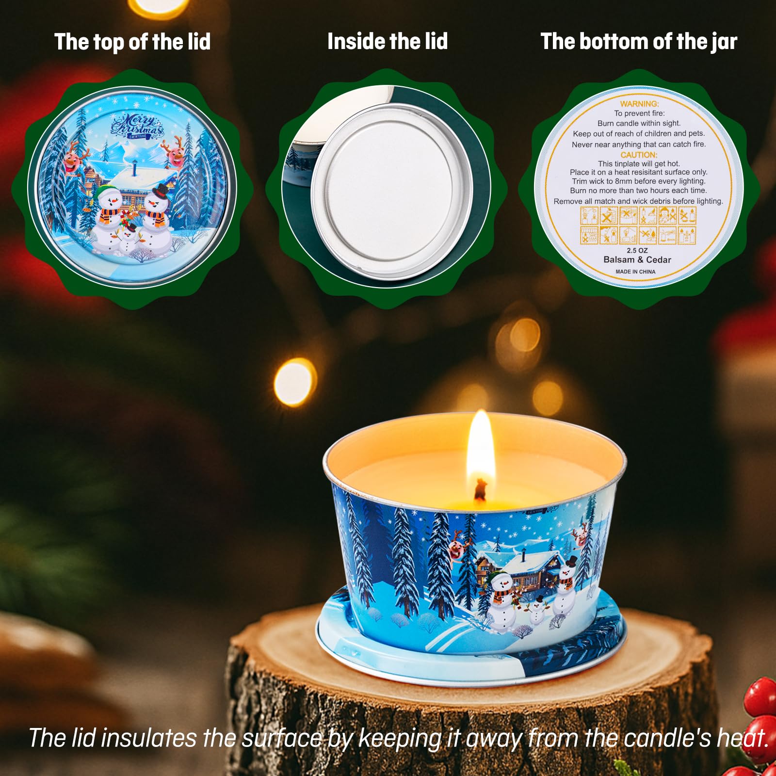Bougie jasmin éclatant Vortixx Noël pour pièce lumineuse
