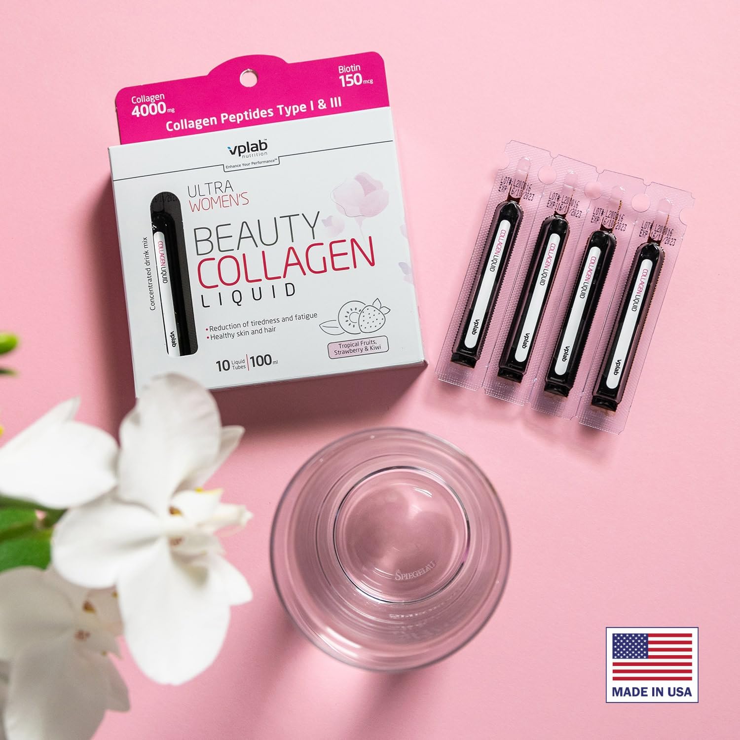 Ingrédients clés du VPLab Ultra Beauté Liquide Collagène sur l'étiquette.