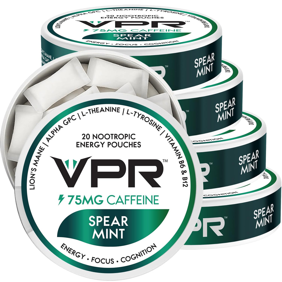 VPR Energy Poche Caféine 75 mg pour énergie durable sans crash, utilisation discrète.