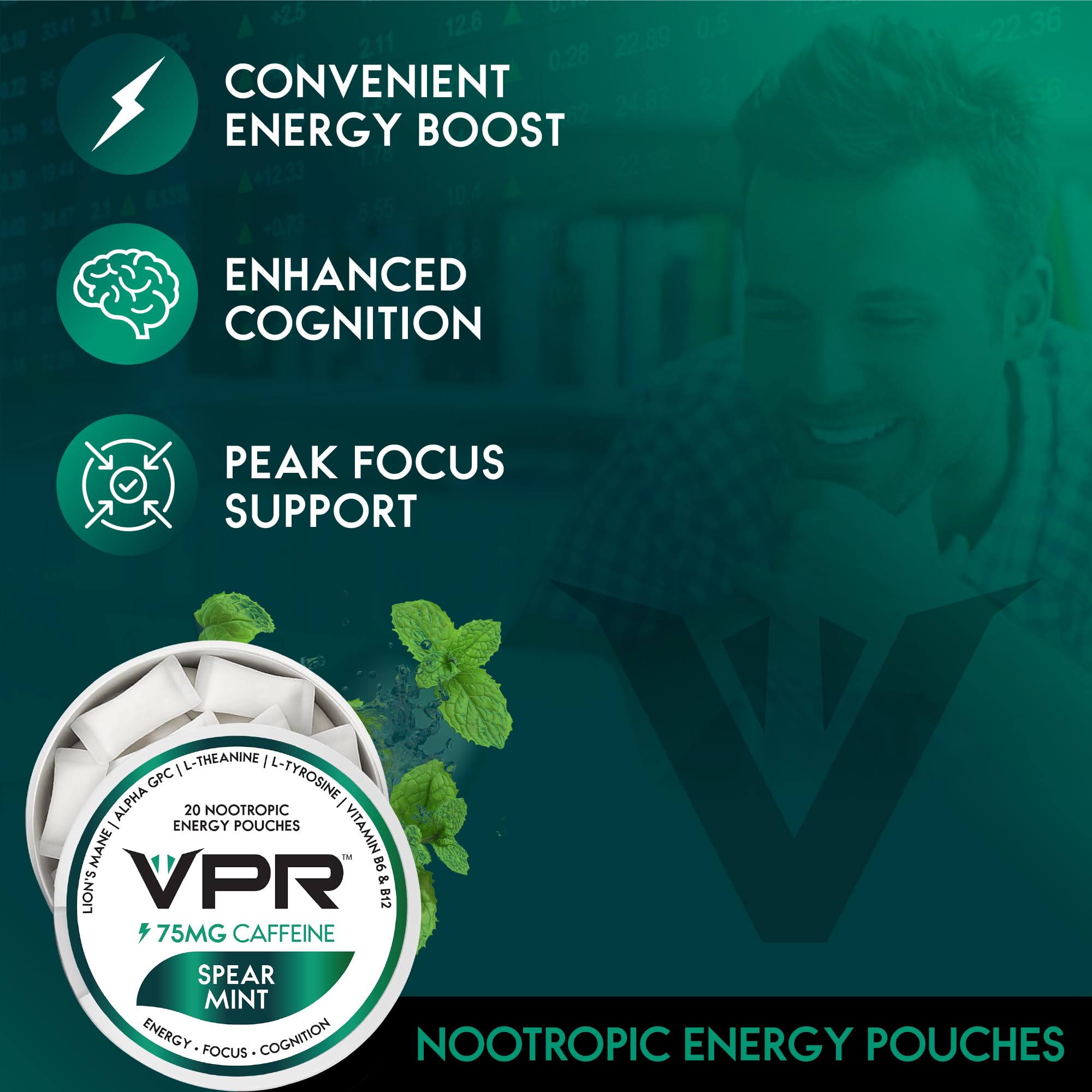 VPR Energy Poche Crinière de lion stimulante et focus renforcé.