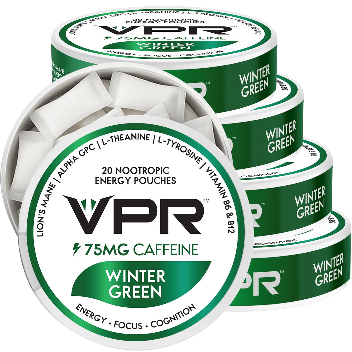 Poche VPR Energy avec caféine 75 mg et crinière de lion pour concentration durable