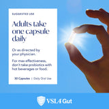 Probiotiques 8 souches VSL4 Gut illustrées pour un soutien intestinal varié.