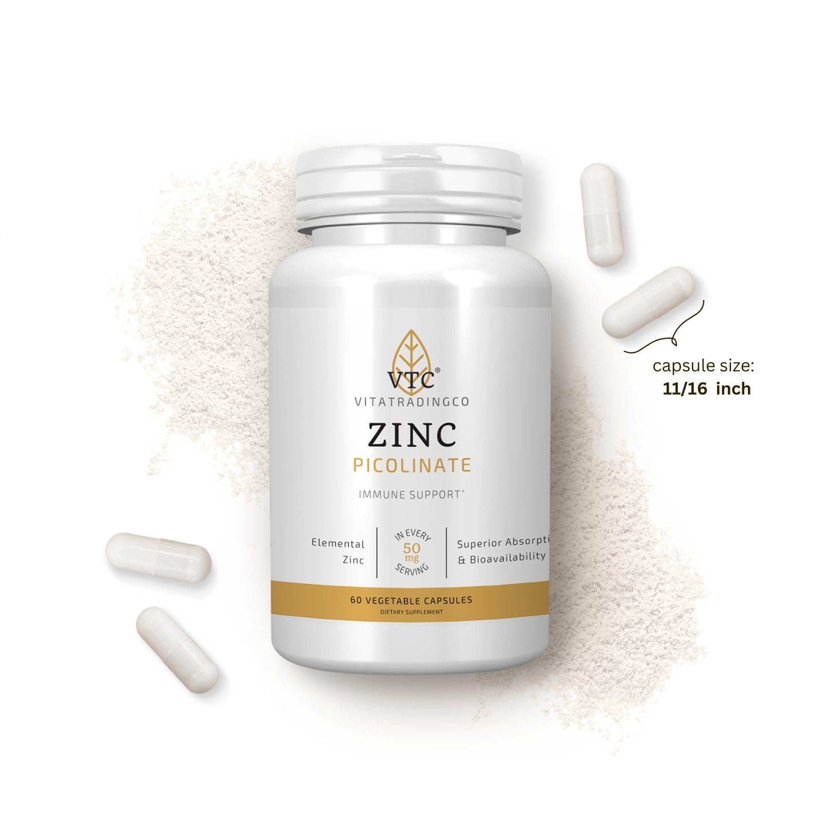 VTC Zinc Picolinate: boîte contenant 60 capsules pour une utilisation mensuelle