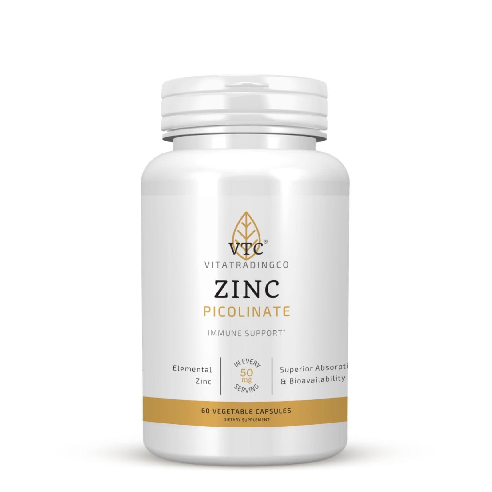 VTC Zinc Picolinate: bouteille 50 mg soutient l'immunité au quotidien