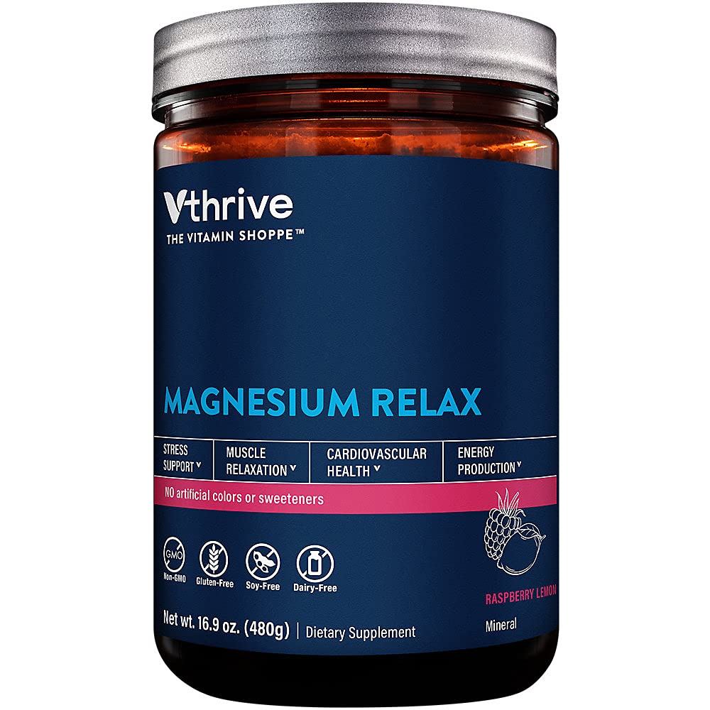 Vthrive Magnésium Relax, flacon – dissolution facile pour un moment de calme.