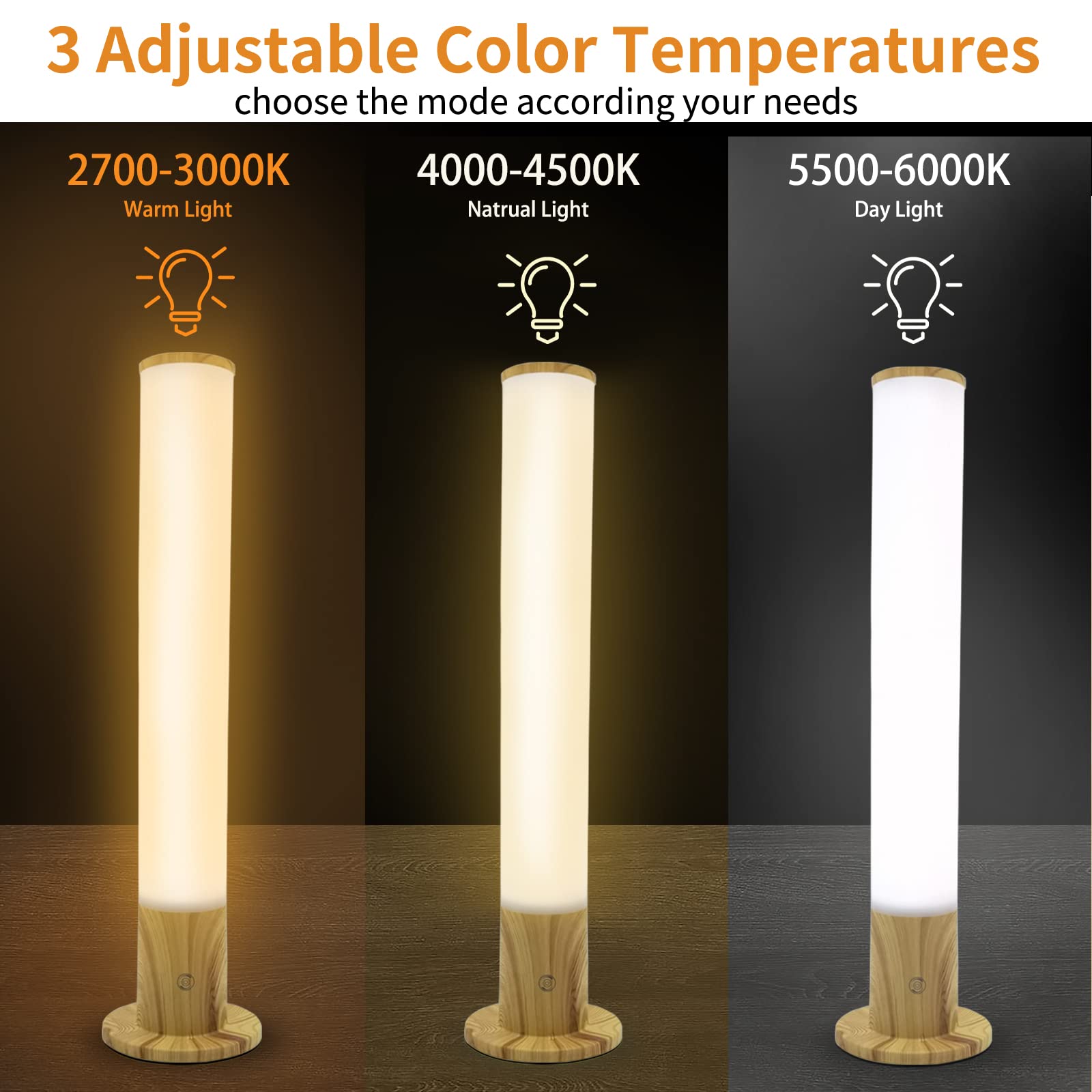 VUSIHOO montre les couleurs et températures 2700 à 6000 K pour l’ambiance.