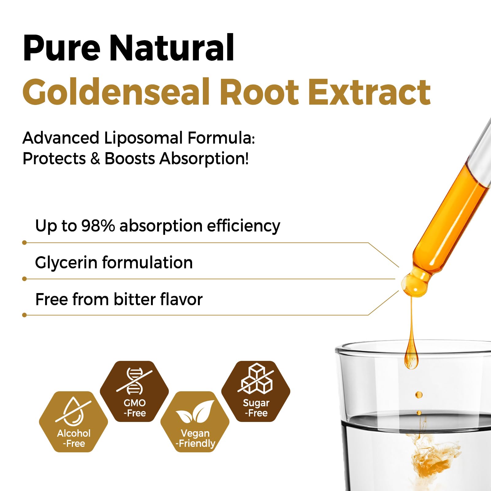 Ingrédients biologiques Vuvionoso Goldenseal garantissant pureté et simplicité.