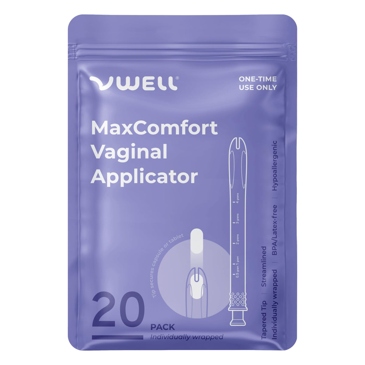 VWELL MaxComfort embout conique pour insertion douce et confortable.