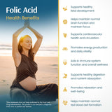 Capsules compactes Vykee Nutrition Acide folique 1100 mcg, intégration facile