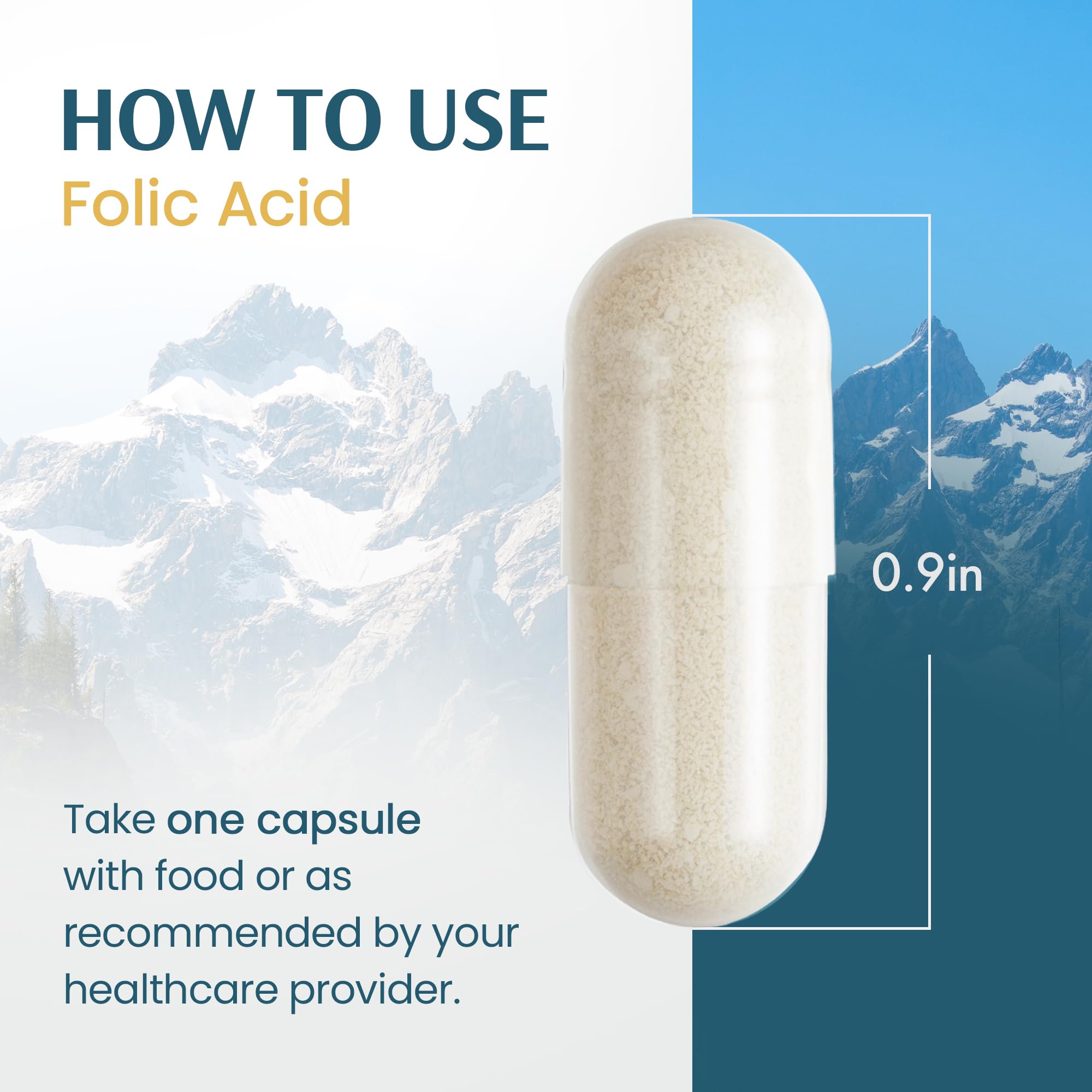 Fiche produit Vykee Nutrition Acide folique 1100 mcg, informations claires