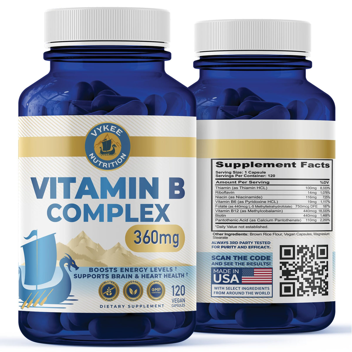 Bouteille Vykee Nutrition Complexe B, énergie potentielle au quotidien.