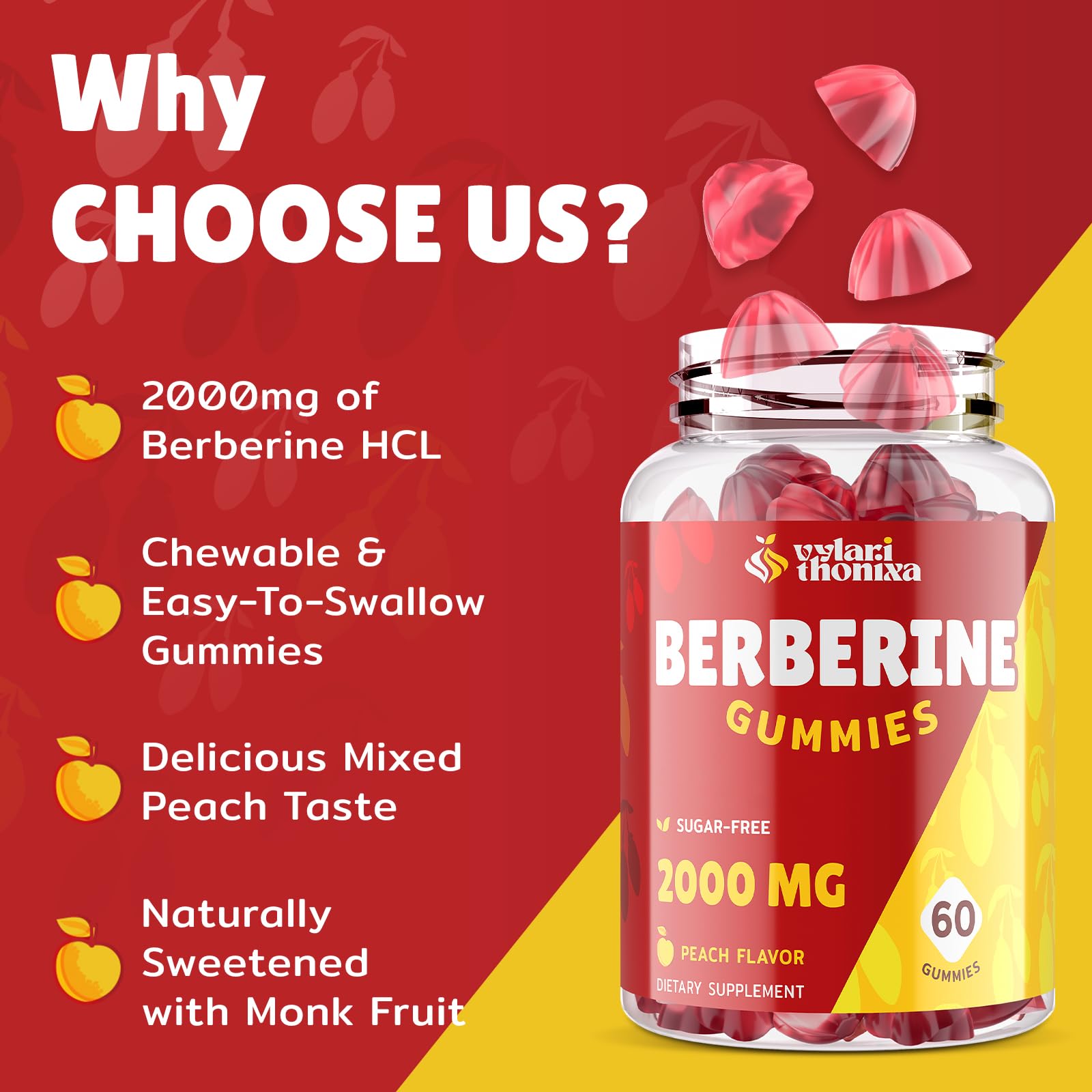 Vylarithonixa Berberine Gommes, posologie de 2 gommes, dosage simple