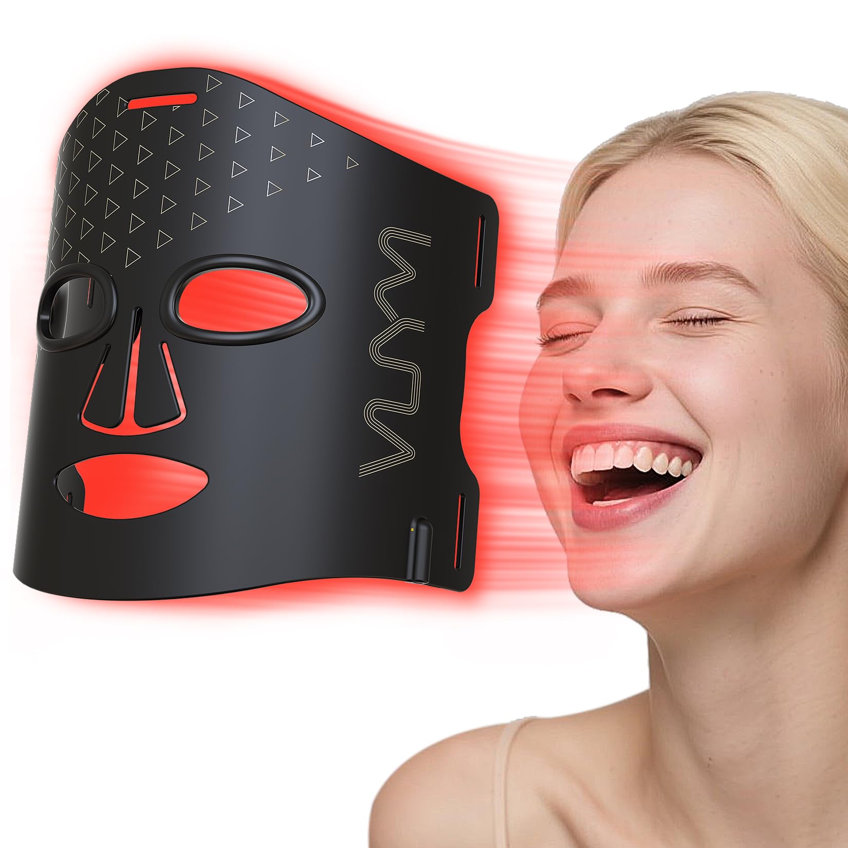 Masque VYM par Clinmate: lumière rouge visage avec répartition lumineuse homogène.