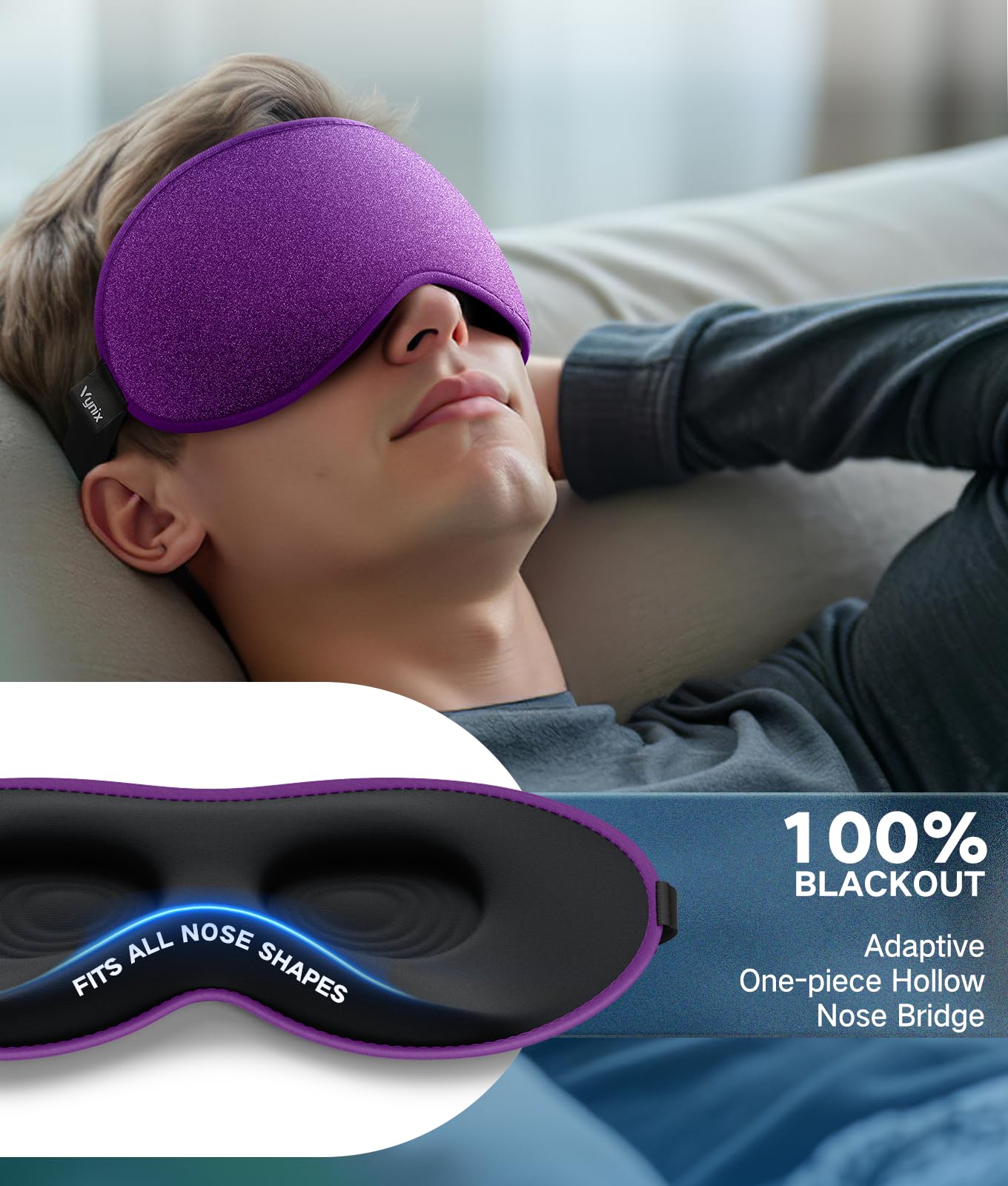 Masque Vynix yeux confort 3D, dormir sans pression sur les paupières