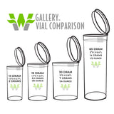 Flacon W Gallery clair 13 dram pop-top, durable et sûr pour déplacements et rangement.