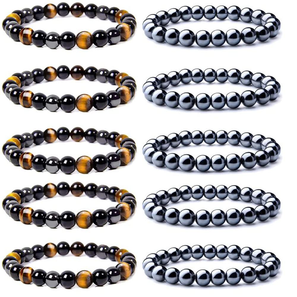 Bracelet WAINIS en hématite 8mm, style élégant et énergie équilibrée.