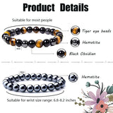 Bracelet WAINIS œil de tigre 8mm, look tendance et concentration potentielle.