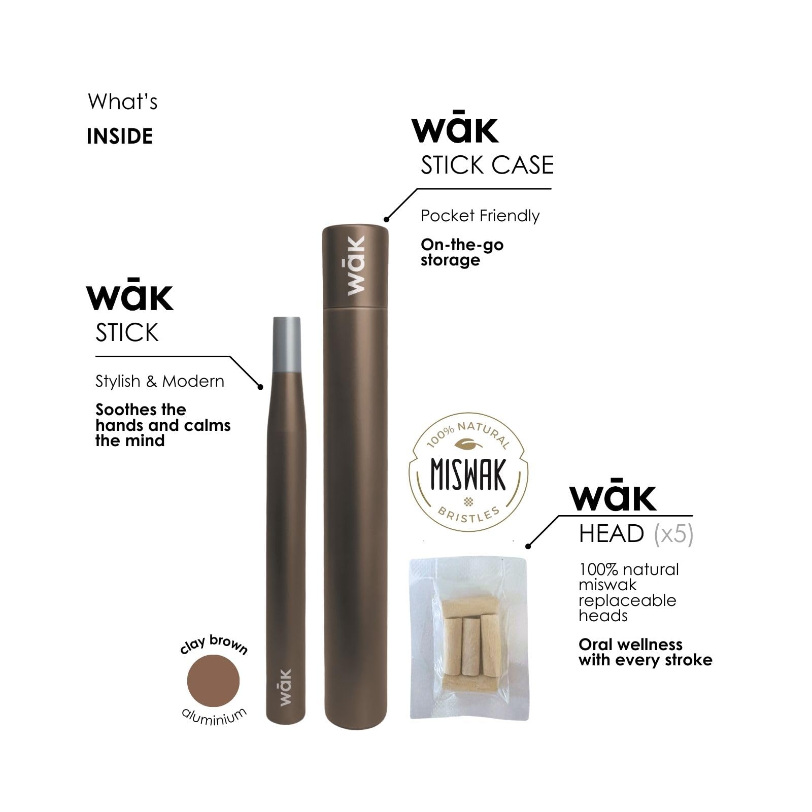 Le wak-stick portable avec étui discret facilite une hygiène buccale nomade.