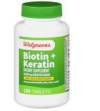 Walgreens Biotine Kératine – comprimés dans l’emballage, soutien possible des cheveux et des ongles.