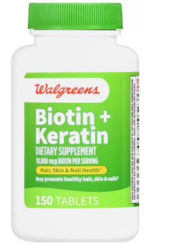 Walgreens Biotine Kératine – comprimés faciles à avaler pour cheveux forts et peau éclatante.