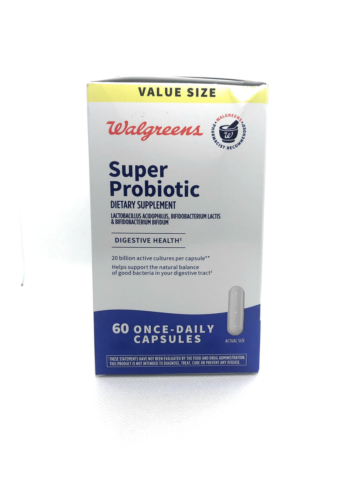 Walgreens Super Probiotic, bouteille digestive: soutien potentiel du confort quotidien.