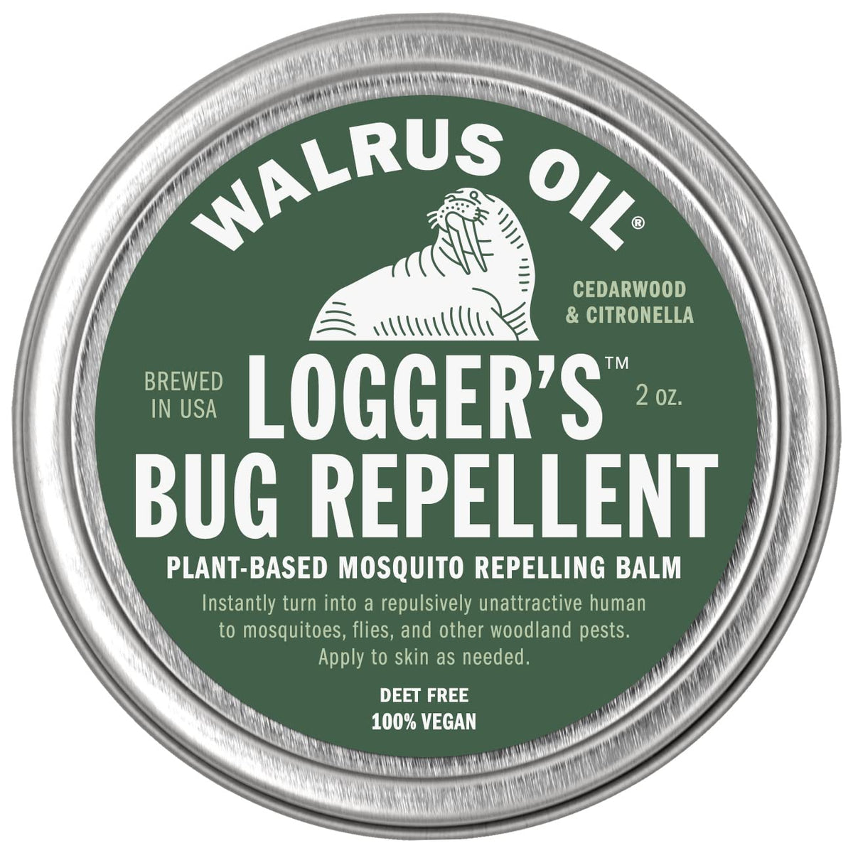 Walrus Oil repulsif moustiques Logger’s – baume 2 oz, pratique pour l'extérieur.