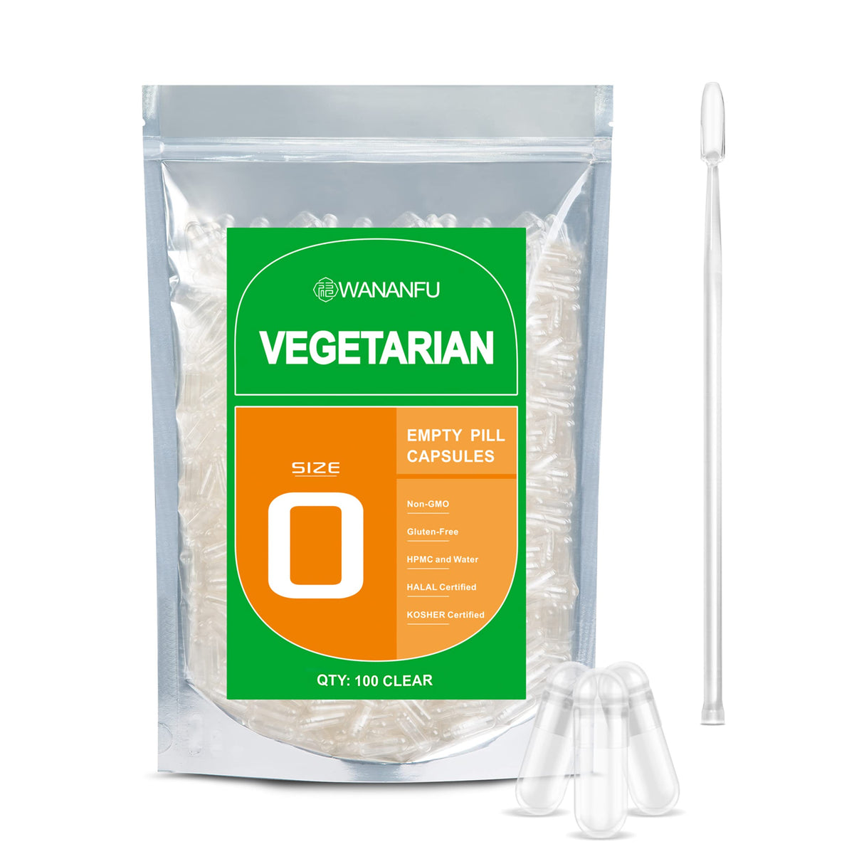 wananfu capsules végétales taille 0 ouvertes, démonstration pratique du remplissage.