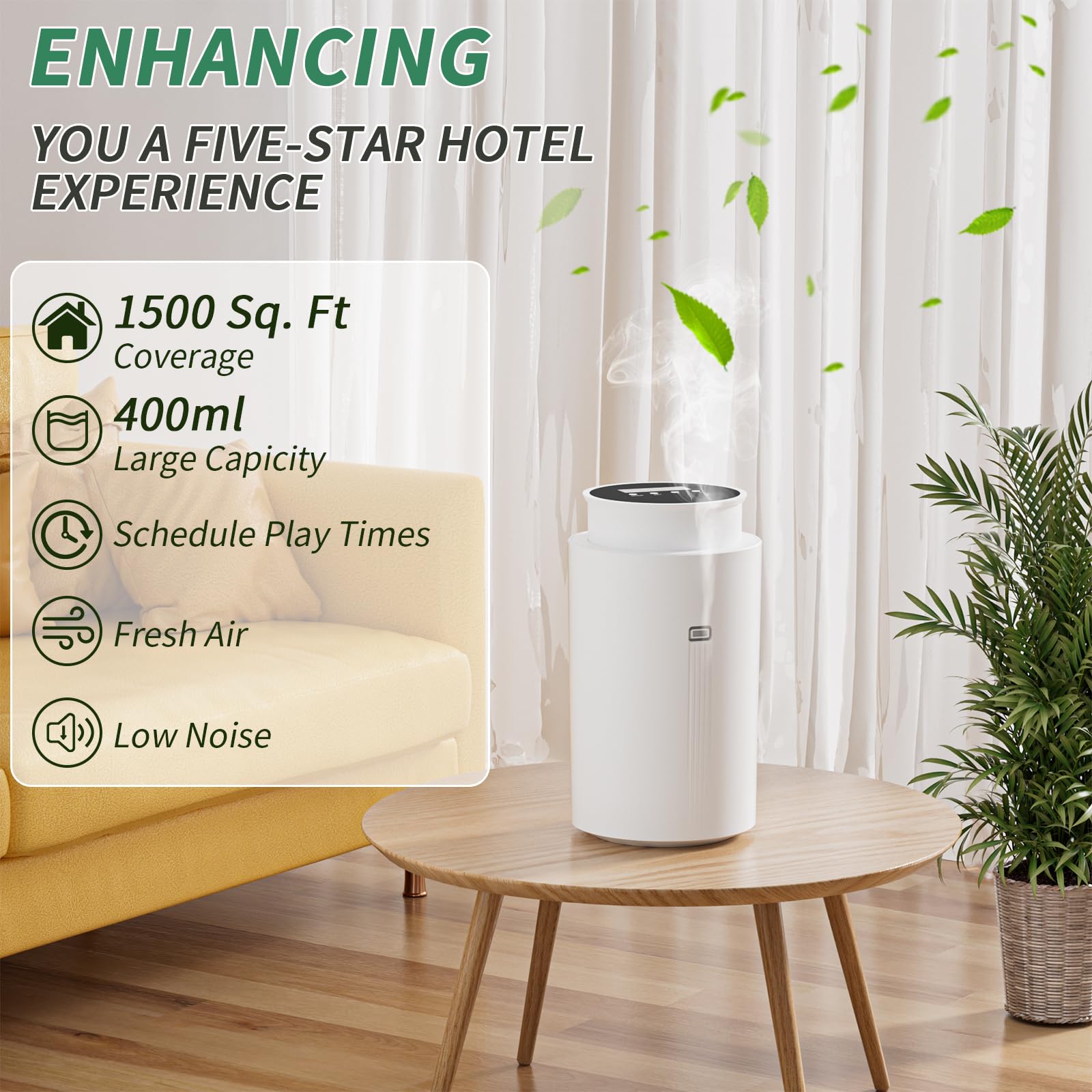 Wankeer Scent Air Machine, couverture jusqu'à 2000 pieds carrés, idéale pour grandes pièces.