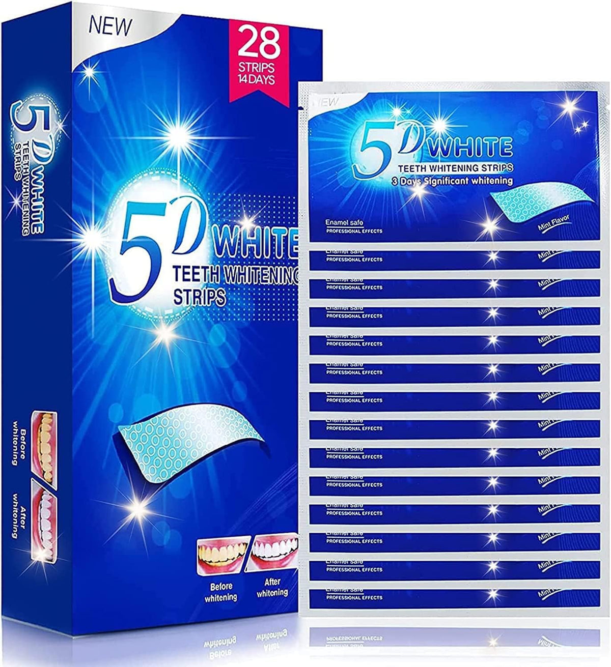 WANQIANQIAN Bandes blanchiment dentaires – 28 pièces pour sourire plus clair
