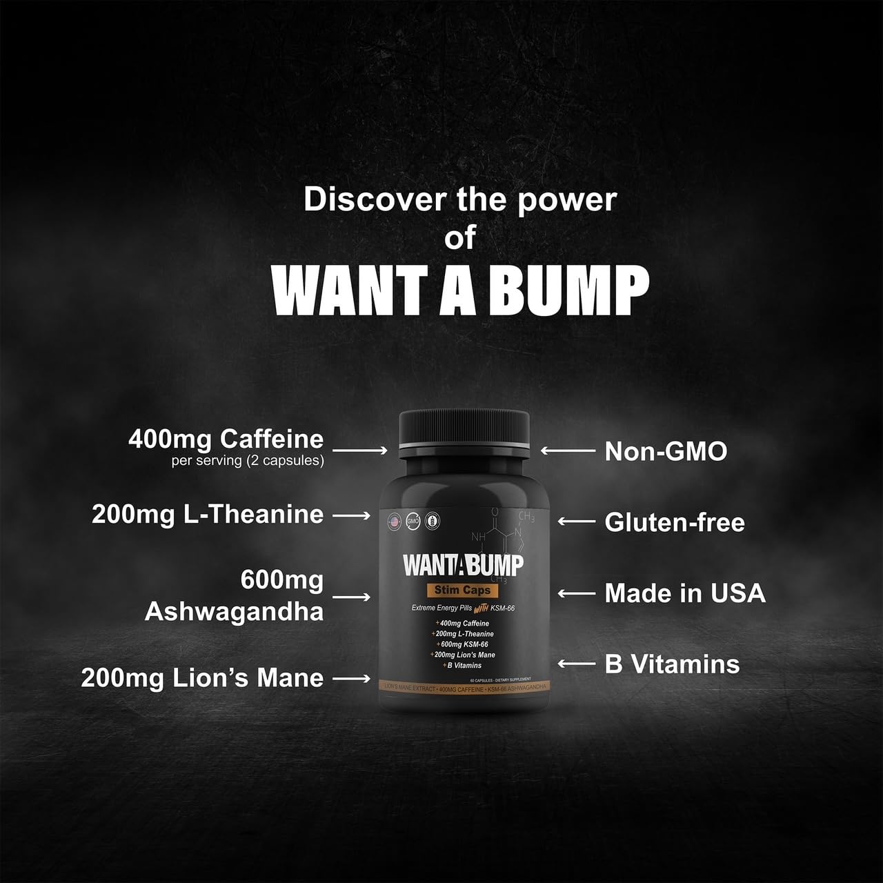 Capsules Want A BUMP Original, prise avant l'entraînement pour une concentration accrue.