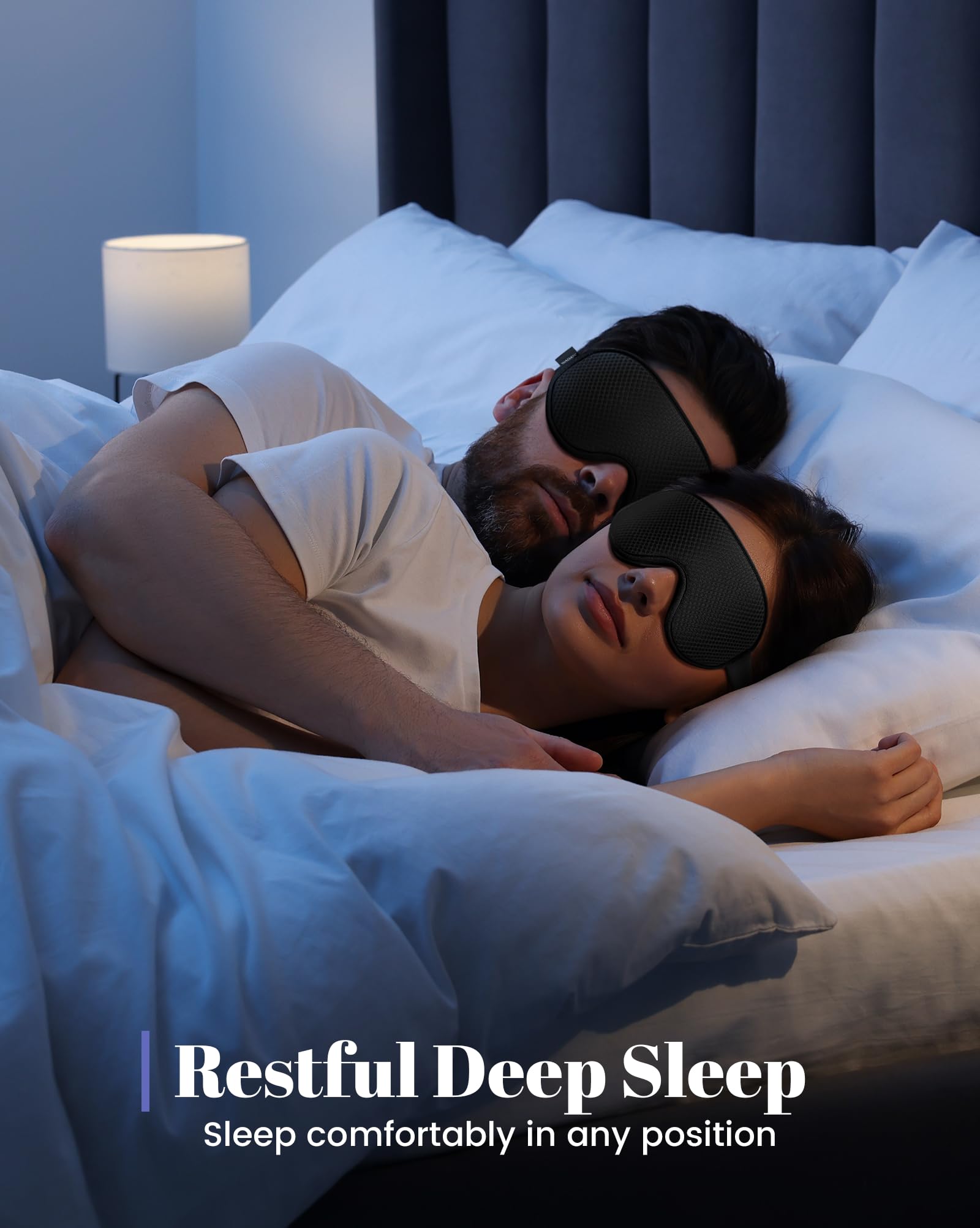 WAOAW Masque yeux anti-lumière, grande surface pour un repos détendu.